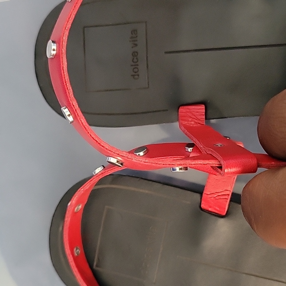 Dolce Vita Red Stud Sandals - Picture 6 of 8